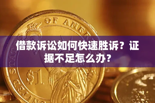 武汉借款诉讼如何快速胜诉？证据不足怎么办？